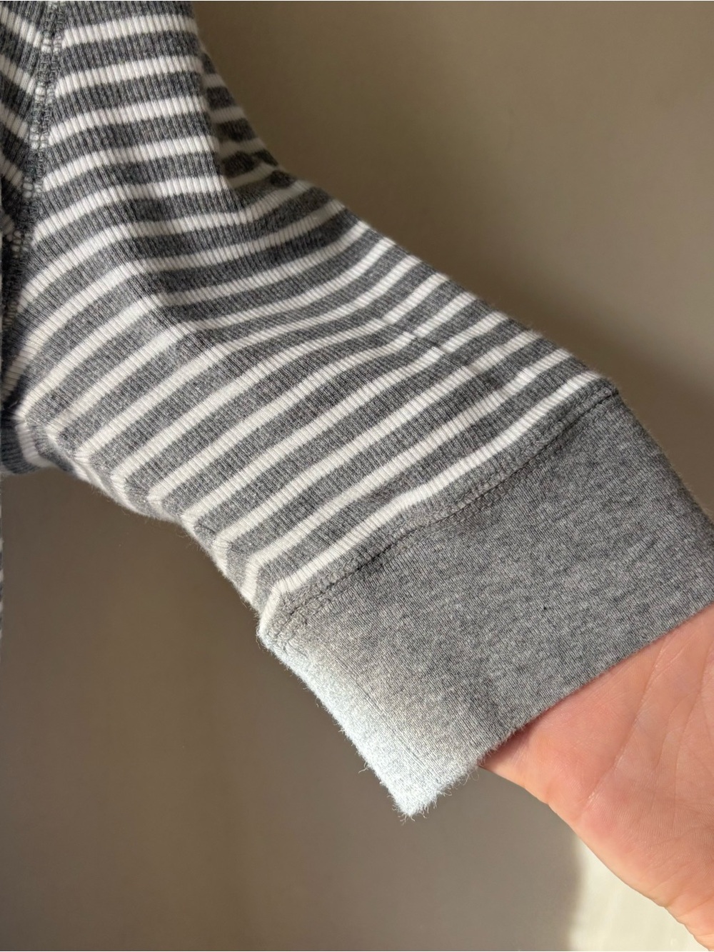 Sonoma Gray & White Striped Hooded Henley Sweater - Picture 2 of 8
